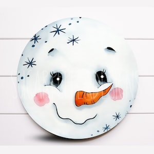 Wreath Sign, Snowman Face Wreath Sign, Round Snowman Face Wreath Sign, Sugar Pepper Designs, Sign For Wreath