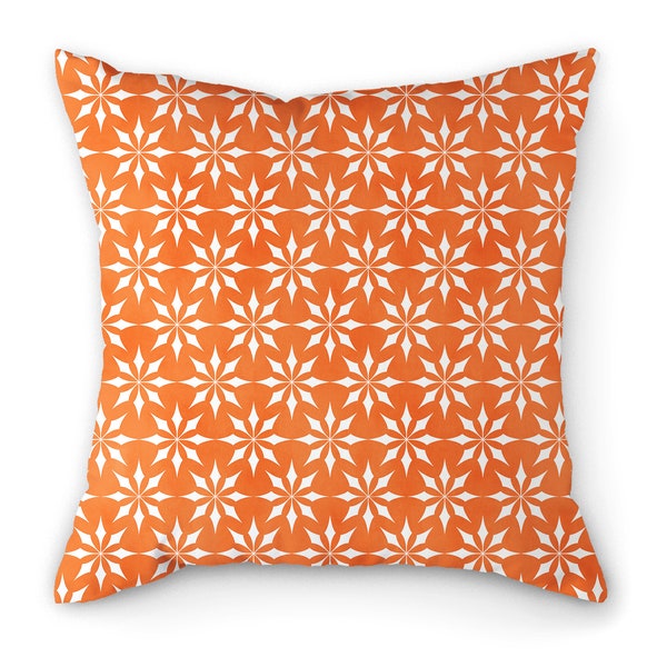Outdoor Cushion Waterproof  Fire & UV Resistant Garden Cushions Removable Cover Made in UK- Geo Floral Orange(45 cm x 45 cm)