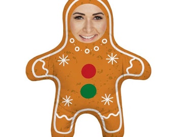 Personalised Ginger Bread Man Mini Doll Customised Photo Image Funny Face Birthday Gift -Dark Brown