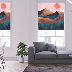 Tapestry Mountain Art Blackout Roller Windows Blinds Child Safety Decor Painted