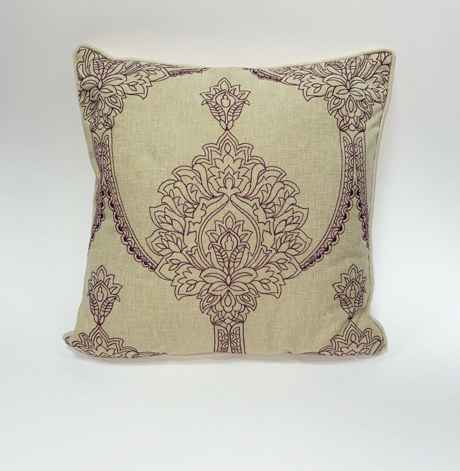 Embroidered Cushion Cover or Filled 18 45 Cm Piped Edges Etsy