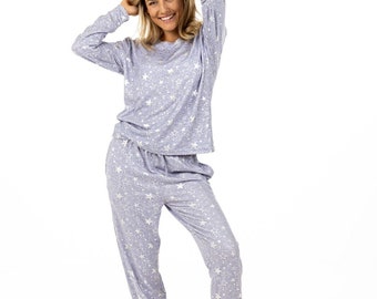 Pyjama Set Dusky Blue Star Foil Women Nightwear / PJ Set / Lounge Wear