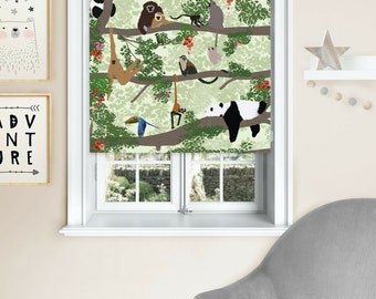 Asian Rainforest Animal Blackout Roller Blind Child Safety Cut To Size Fitting