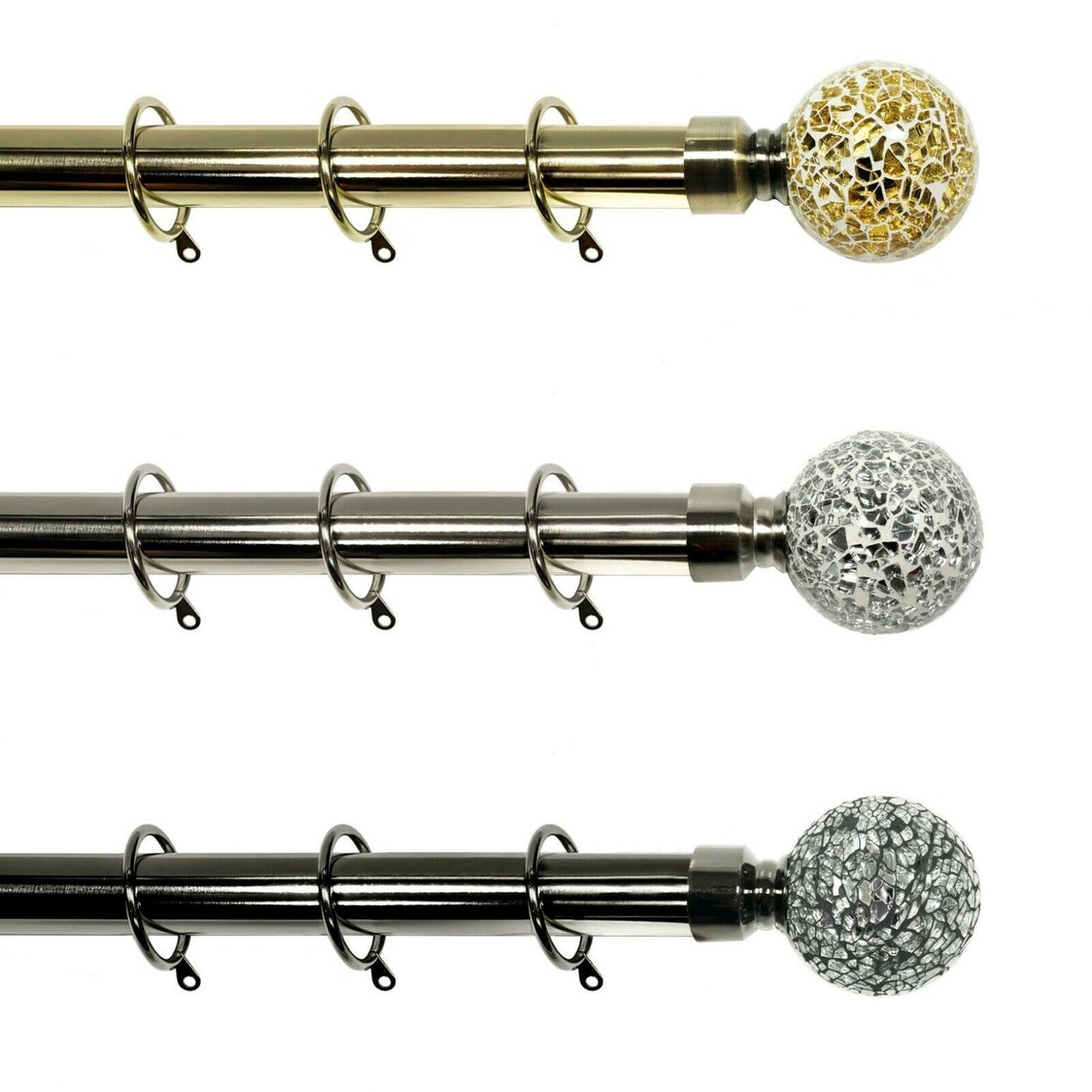Crackle Glass Ball Finials 28 mm Extendable Curtain Poles Rod Etsy
