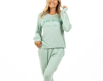 Turtle Pyjama Set Sage Green Stay Warm Women Nightwear / PJ Set / Lounge Wear