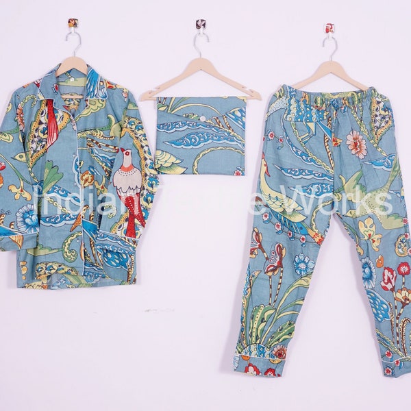 FULL LENGTH Vogel Print Pyjama Set / passender Pyjama Set / Braut Pyjamas / Brautparty Pyjama / Brautjungfer Pyjama / anpassbarer PJs / Unisex Pyjama Set