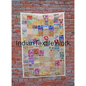Boho Embroidery Wall Hanging: Vintage Indian Patchwork Tapestry (40&#39;&#39; x 59&#39;&#39;)