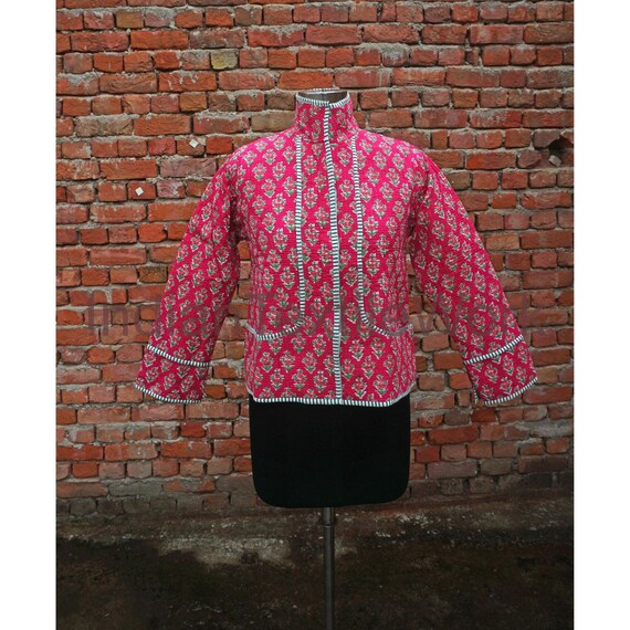 AMERI ★ INDIA BLOCK PRINT JACKET Hand Block Print Quilted Cotton Jacket: Indian Floral Coat