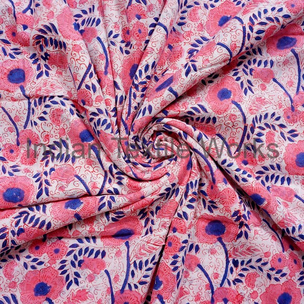 Beautiful Hand Block Printed Fabric, Cotton Fabric, Indian Fabric, Soft Cotton Fabric, Modern Floral , Jaipur Block Print Dress material,