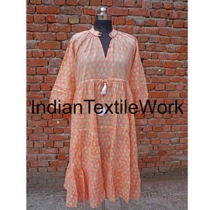 Women Cotton Dress, Block Print Dress, Women Wear Cotton Dress, Indian Tunic Dress Ethnic Women Maxi Dress, Summer Night Dress, Midi Dress