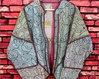 Handmade Reversible Kantha Patch Jacket Indian Boho Festival Wear