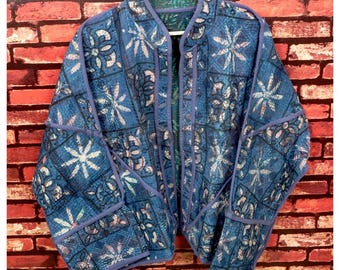 Bagru Kantha Patch Jacket Handmade Vintage Indian Hippie Blazer