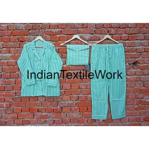 Cotton Pajama Set: Striped Sleepwear, Lounge Wear
