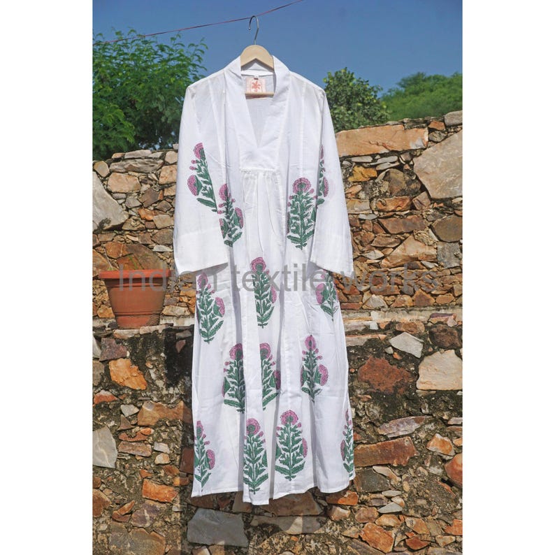 Block Print Cotton Dress, Indian Women Flower Print, Soft Summer Wear