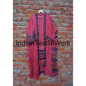 Bohemian Recycled Silk Kimono Robe: Vintage Sari Style