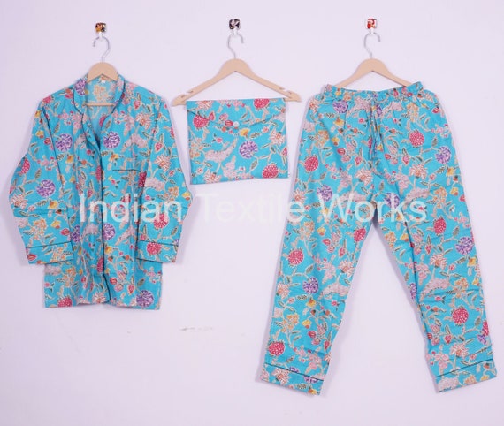 Block Printed Cotton Sleepwear : Pajamas & Nighties | Anokhi USA