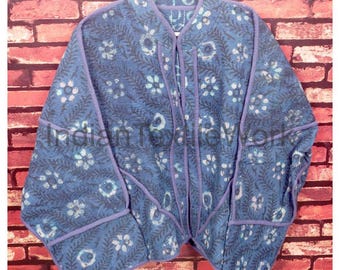 Indian Quilted Kantha Jacket Reversible Patchwork Hippie Boho Blazer