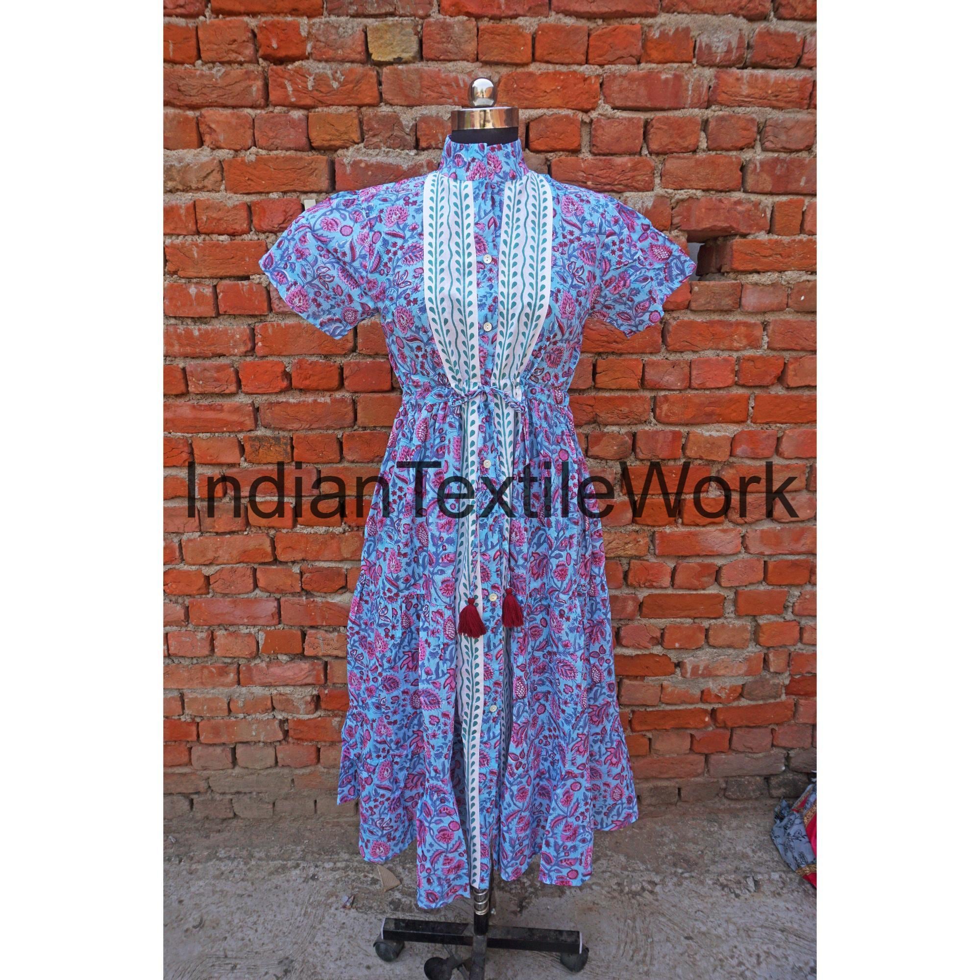 Block Print Cotton Shirt Dress: Indian Floral Summer Wear - Etsy