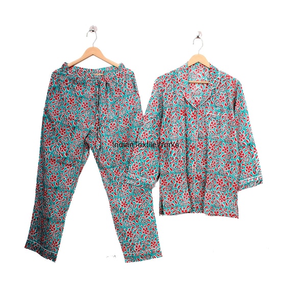 Anokhi Print Women's Clothing, Indian Hand Made Kurta Pajamas Set