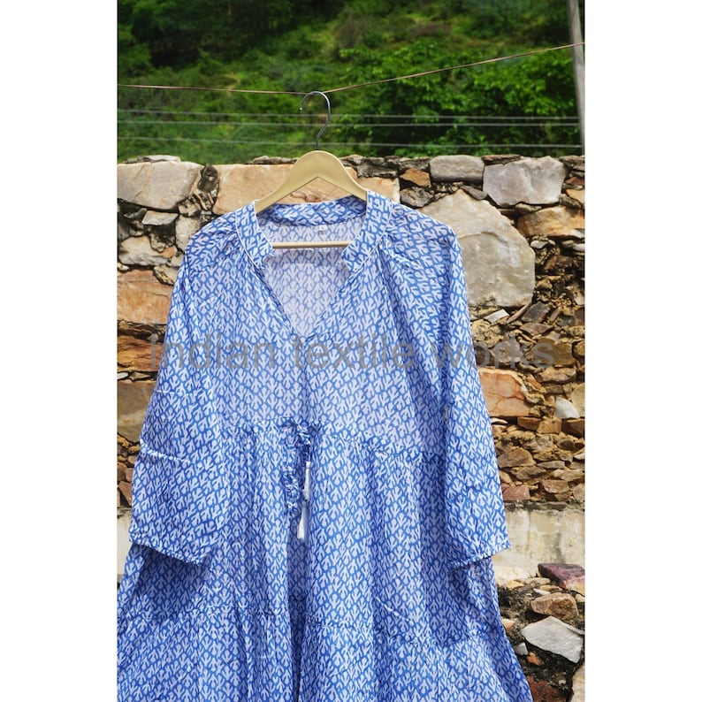 100 Pure Cotton Dress, Indian Block Print Long Dress, Summer Wear