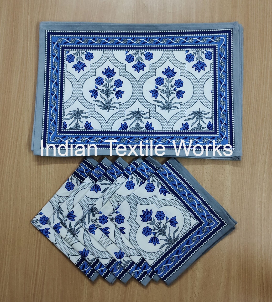 Indian Dinning Mat Set Table Runner Table Cloth Indian Cotton Etsy