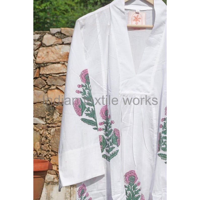Block Print Cotton Dress, Indian Women Flower Print, Soft Summer Wear