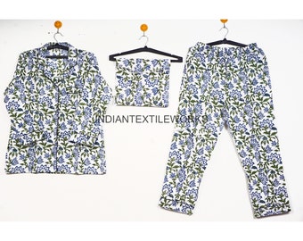 EXPRESS 100% Indian Cotton Night Wear Pj Set, Hand Block Printed Pajama Set, Soft Cotton Night suit, Bridesmaid Gift Pajama Cotton Pajama