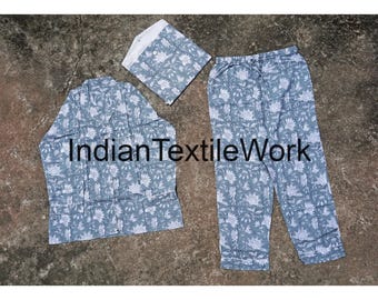 Cotton Pajama Set: New Floral Print, 3/4 Sleeve Night Suit