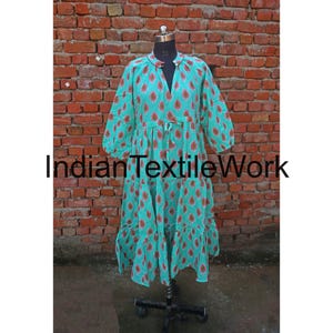 Indian Cotton Summer Dress, Boho Maxi Dress, Block Print Dress, Floaty Dress, Summer Midi Dress, Women Beach Wear Dress, Indian Cotton Dress
