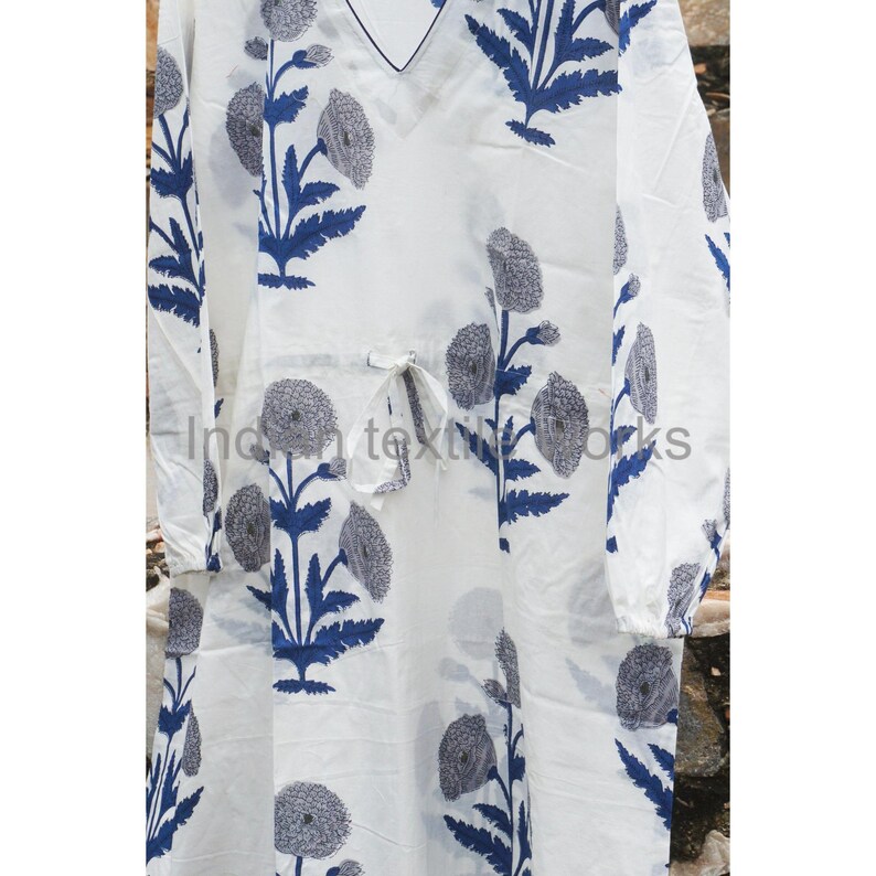 Block Print Cotton Dress, Indian Floral Printed Women Summer Wear