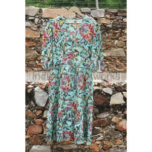 Block Print Cotton Midi Dress: Indian Floral Summer Dress
