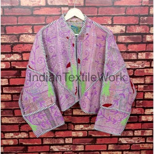 Reversible Kantha Jacket Vintage Cotton Patchwork Coat Boho Quilted Jacket Indian Sari Kantha Jacket