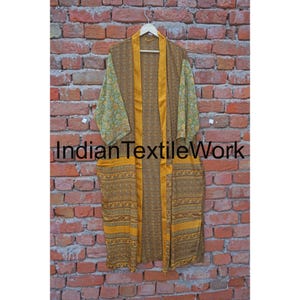 Indian Kimono, Silk Sari Kimono Robe, Nightgown Robe Wrap Silk Kimono, Kimono Jacket Bathrobe, House Coat Sleepwear Dressing Gown SK-1123