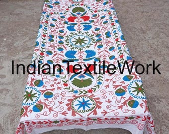 Colcha de algodón Suzani bordada: Ropa de cama individual india