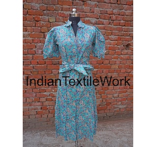 Block Print Cotton Midi Dress: Floral Summer Wear