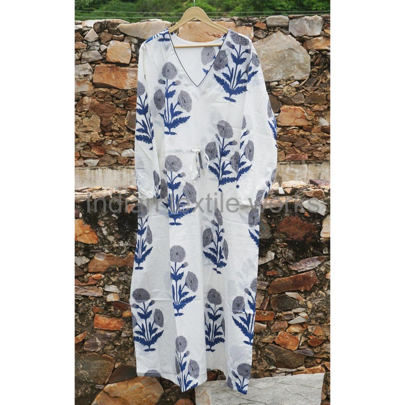 Block Print Cotton Dress, Indian Floral Printed Women Summer Wear