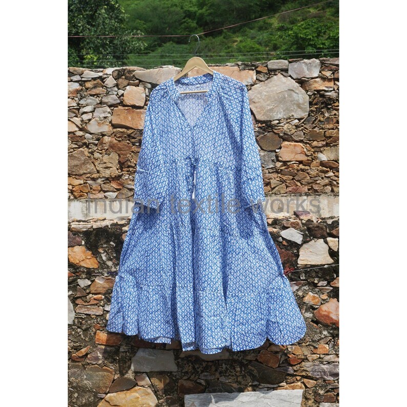 100 Pure Cotton Dress, Indian Block Print Long Dress, Summer Wear