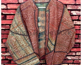 Indian Boho Kantha Blazer Handmade Reversible Vintage Patch Jacket