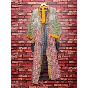 Silk Sari Kimono Robe, Nightgown Robe Wrap Silk Kimono, Flower Design Kimono Robe, Kimono Jacket Bathrobe, Sleepwear Dressing Gown