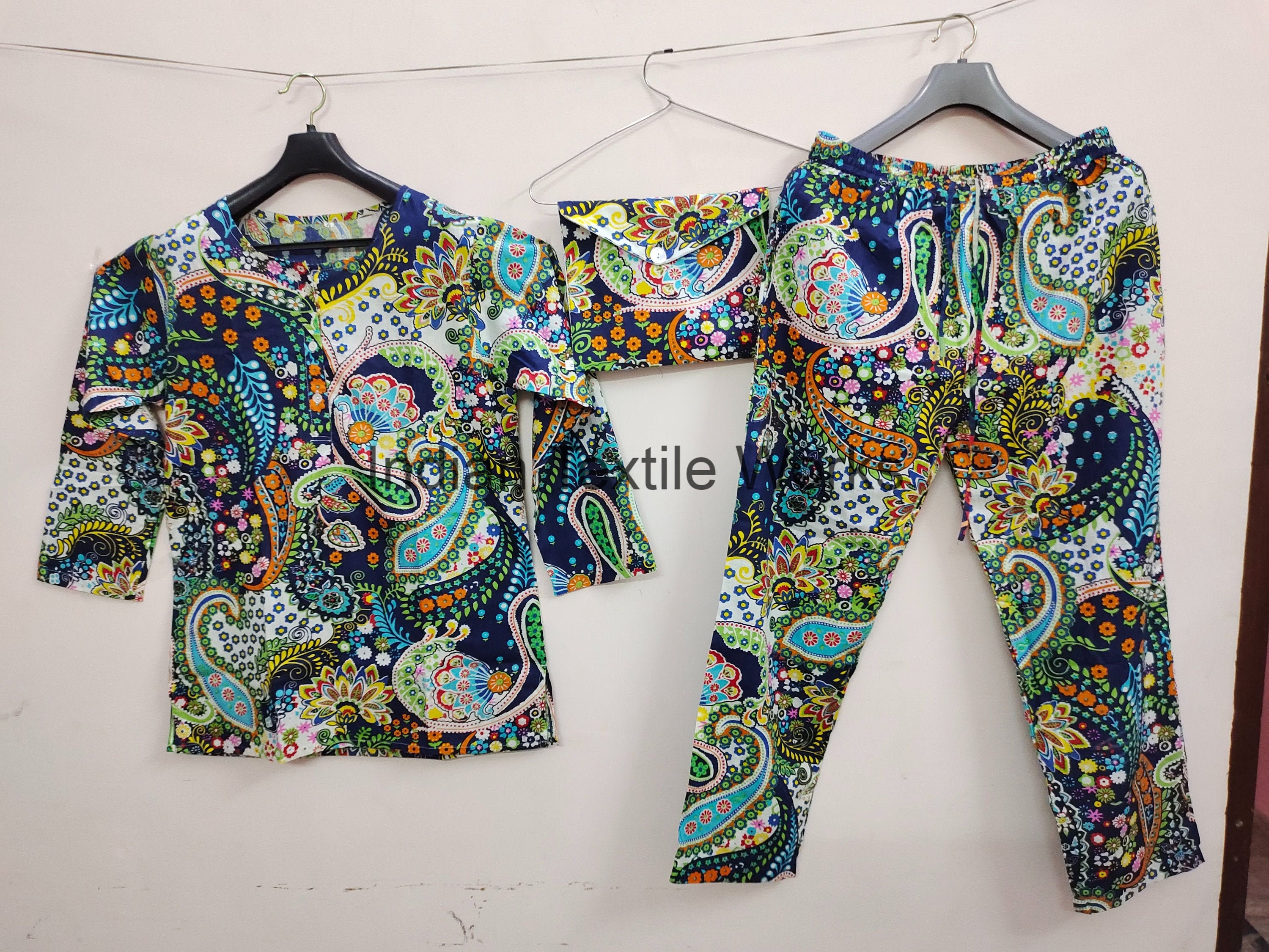 Indian Paisley Print Cotton Pajama Setbridesmaids PJ Etsy UK