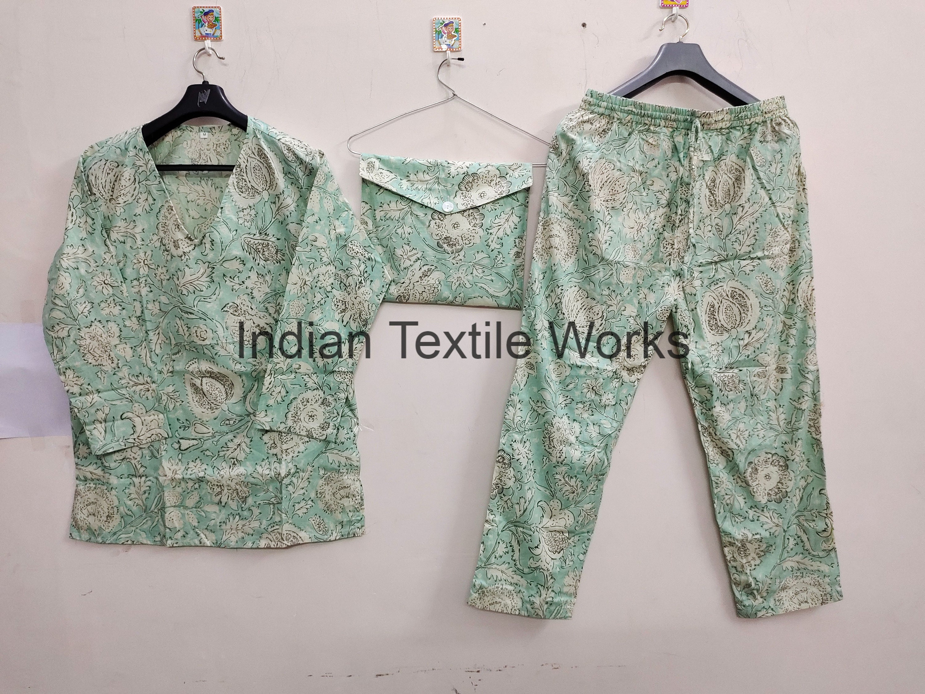 Anokhi Print Pajamas Set Pyjama Set 100 PURE COTTON Long Etsy