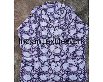 Block Gedruckt Baumwolle Pyjama Set: Indischer Nachtanzug