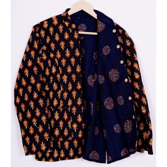 Reversible Block Printed Quilted Cotton Jacket Women's Etsy UK