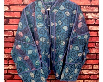 Indian Vintage Kantha Blazer Reversible Bagru Print Hippie Jacket Patchwork Boho Coat One Size Outerwear