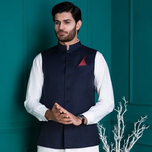 Sherewniformen Indian Party Wear Men's Cotton Blend Designer Wedding Traditional Festive Waist Coat For Men.