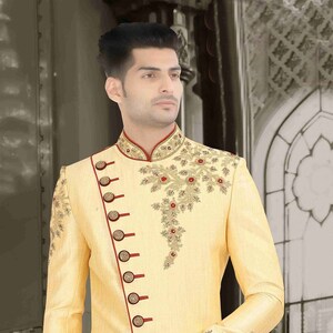 Indian sherwani for men Stylish Ethnicwear Traditional kurta pajama Partywear outfit Marriage AttierWedding Sherwani Groom Outfit