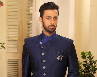 Navy Blue Indo Western Dress for Men: Ethnic Partywear