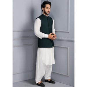 Nehru Jacke Designer Partyformale Weste Herren Modi Jacke ethnische Abnutzung Hochzeits Outfit StyMens Ethnic Pathani Kurta mit Salwar