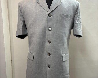 Grey Safari Suit, Men's Summer Outfit, Slim Fit Business Suit