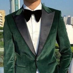 Green suit for men Velvet Tuxedo Blazer for Men Wedding Attier Party wear Groom Suit Prince Coat Pant Formal Menswear groom tuxedo jacket